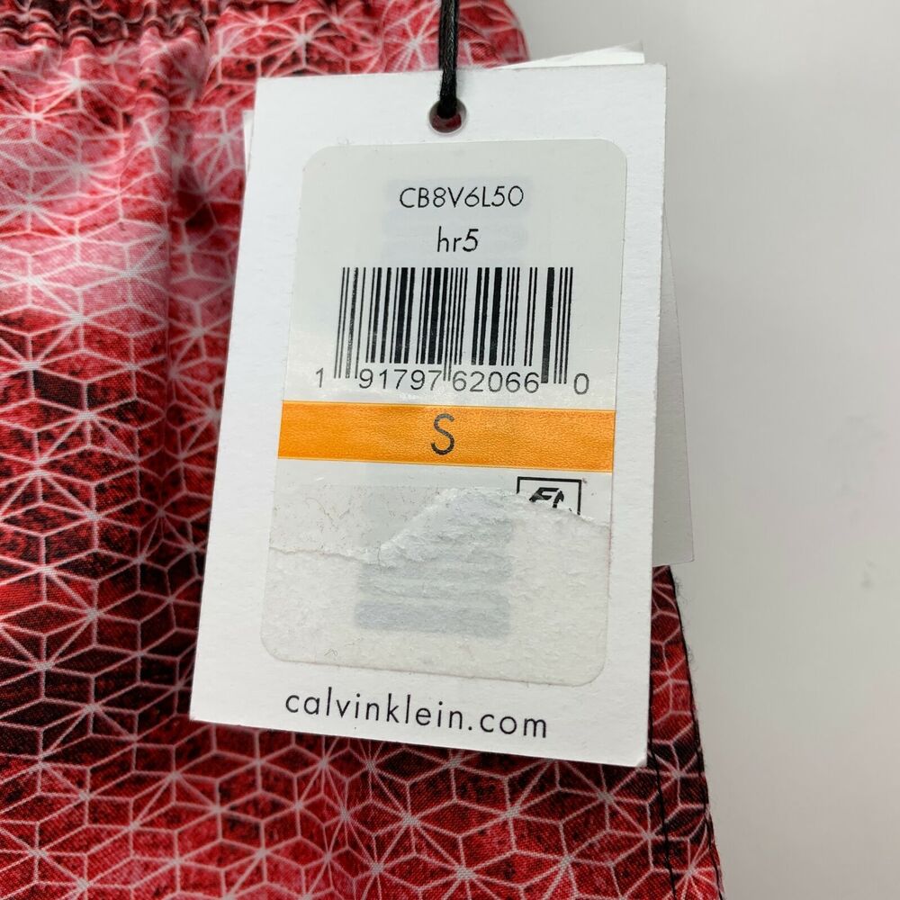 Calvin Klein Mens Printed 7" Swim Trunks Red S - Picture 2 of 4